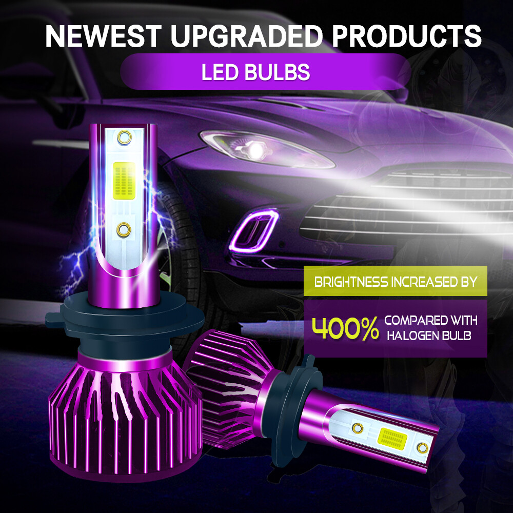 Kit 2 PCS H7 LED Bulbs Cool White High/Low Beam Conversion For F2 V6