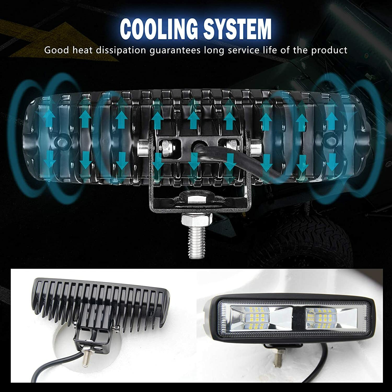 2X LED Work Lights 6 Inch 48W 12V Driving Strip Flood Beam light Bar SUV Offroad