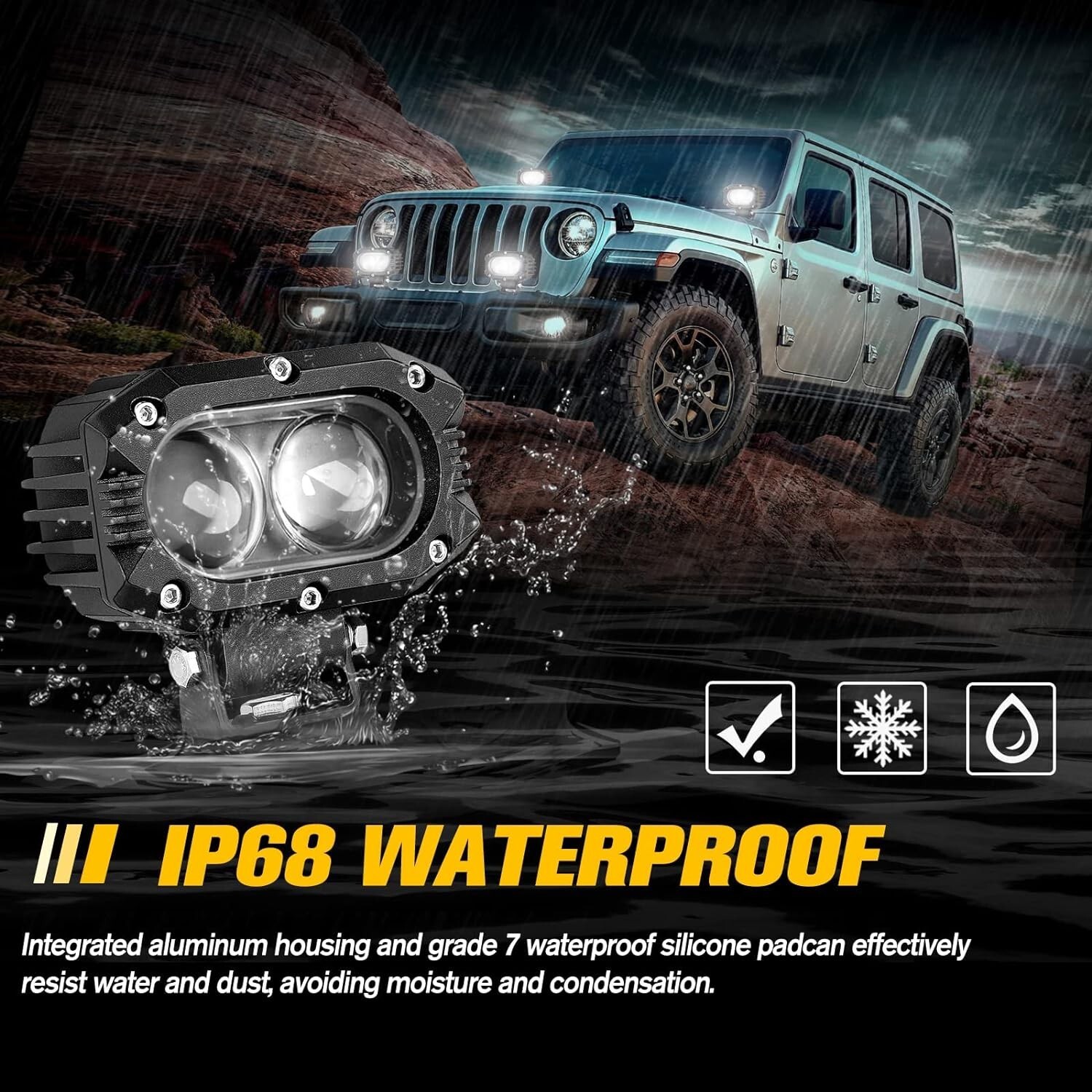 High-Quality Aluminum Housing LED Pod Spot Lights 2PCS – Waterproof Fog Lights