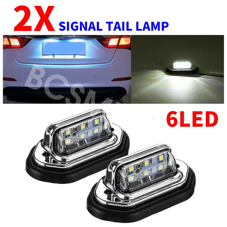 2 Pcs LED License Plate Lamp Tail Light For Car Boat Truck Waterproof 12-24V