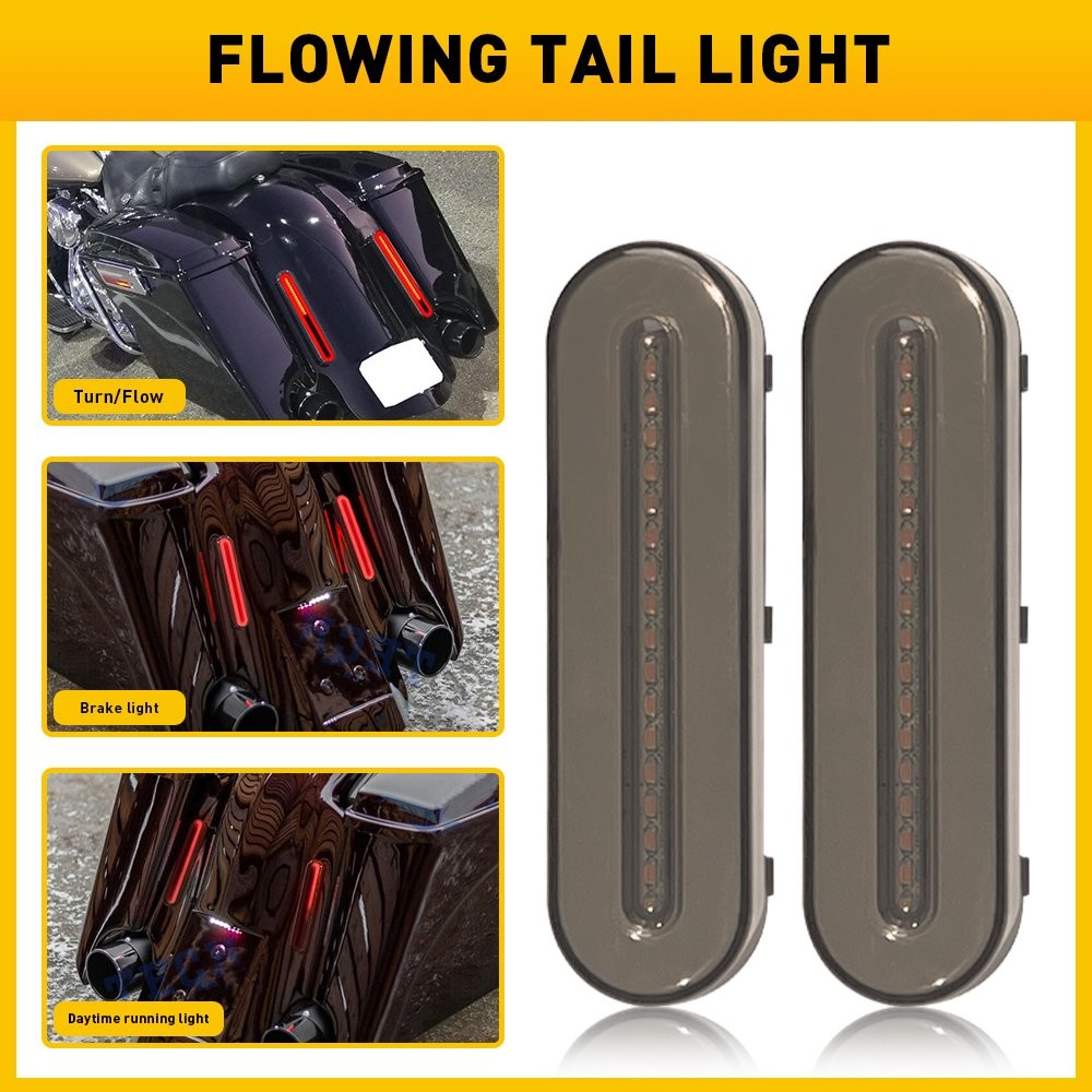 2X Car Truck Oval LED DRL Flowing Light Bar Turn Signal Stop Brake Tail Strip