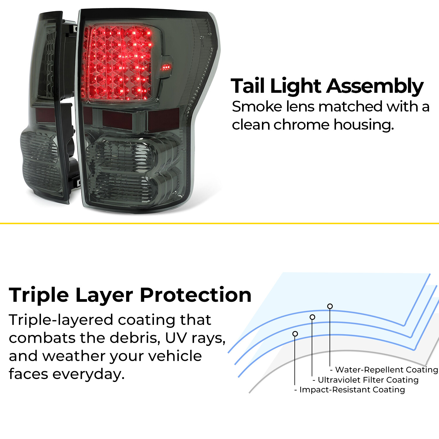 Pair LED Tail Lights Brake Lamps Smoke Lens For Toyota Tundra Pickup 2007-2013