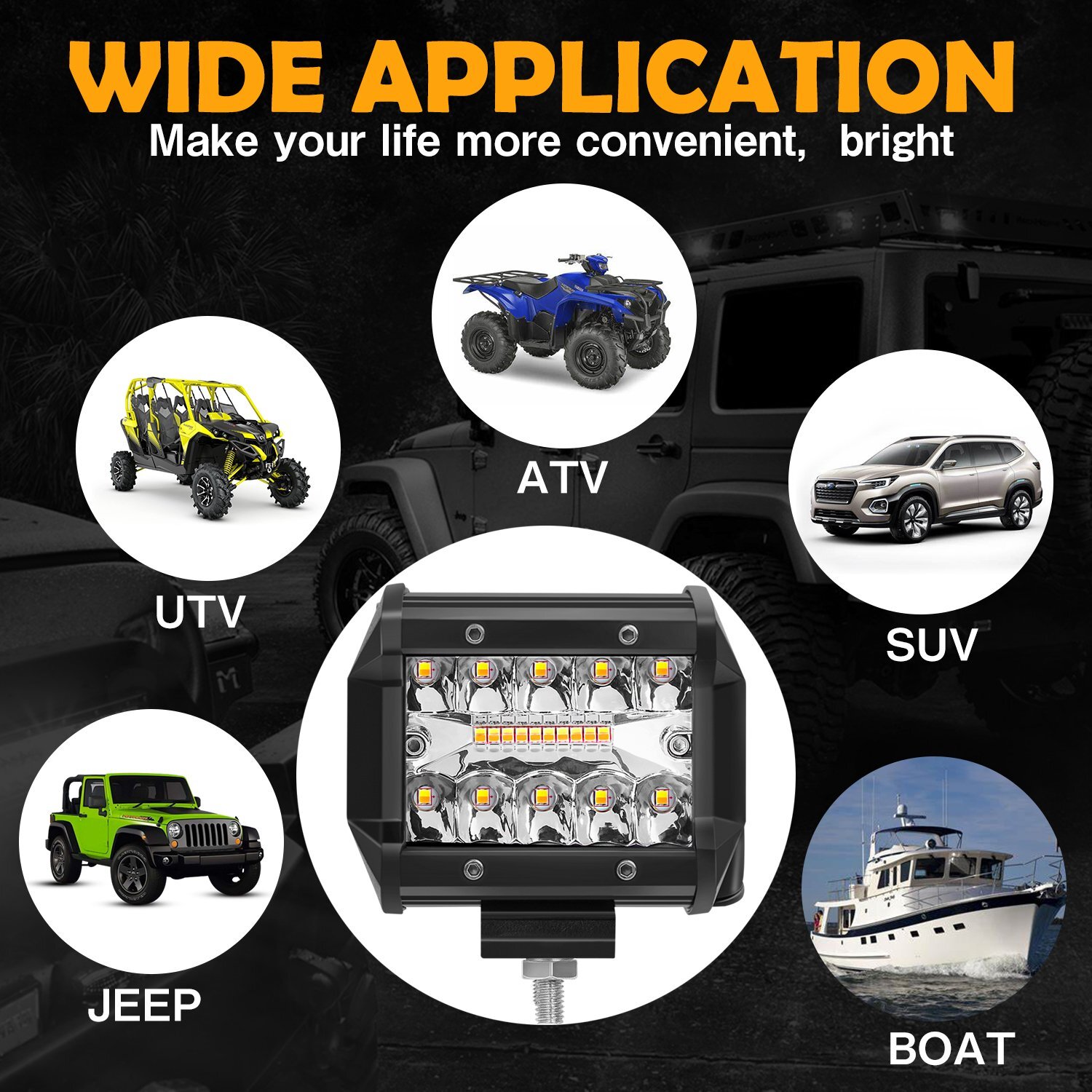 Tow Hitch Mounting Bracket+3-row 4“LED Work Light Pods Backup Reverse For Truck