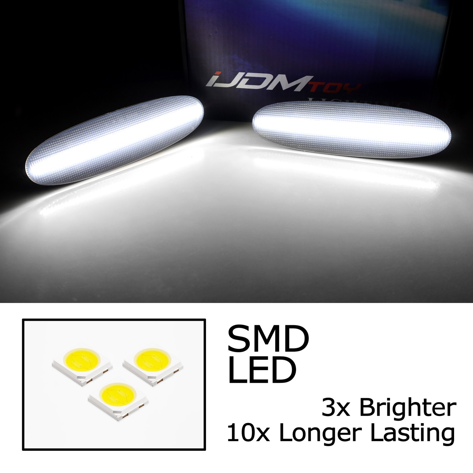 4pc Set Smoked Lens Xenon White Full LED Side Marker Lights For Jaguar 97-03 XJ8