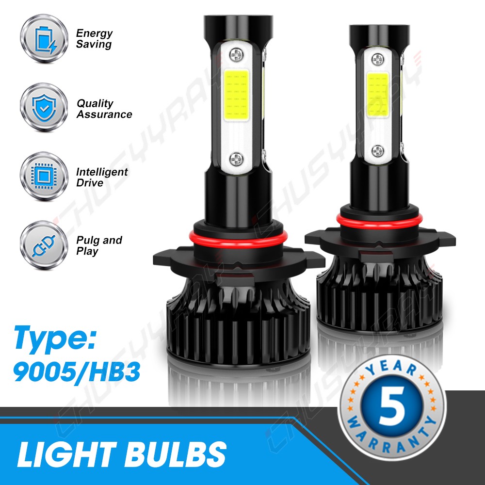 9005 H11 LED Headlights High Low Beam + Fog Lights Bulbs Kit Pure White Bright