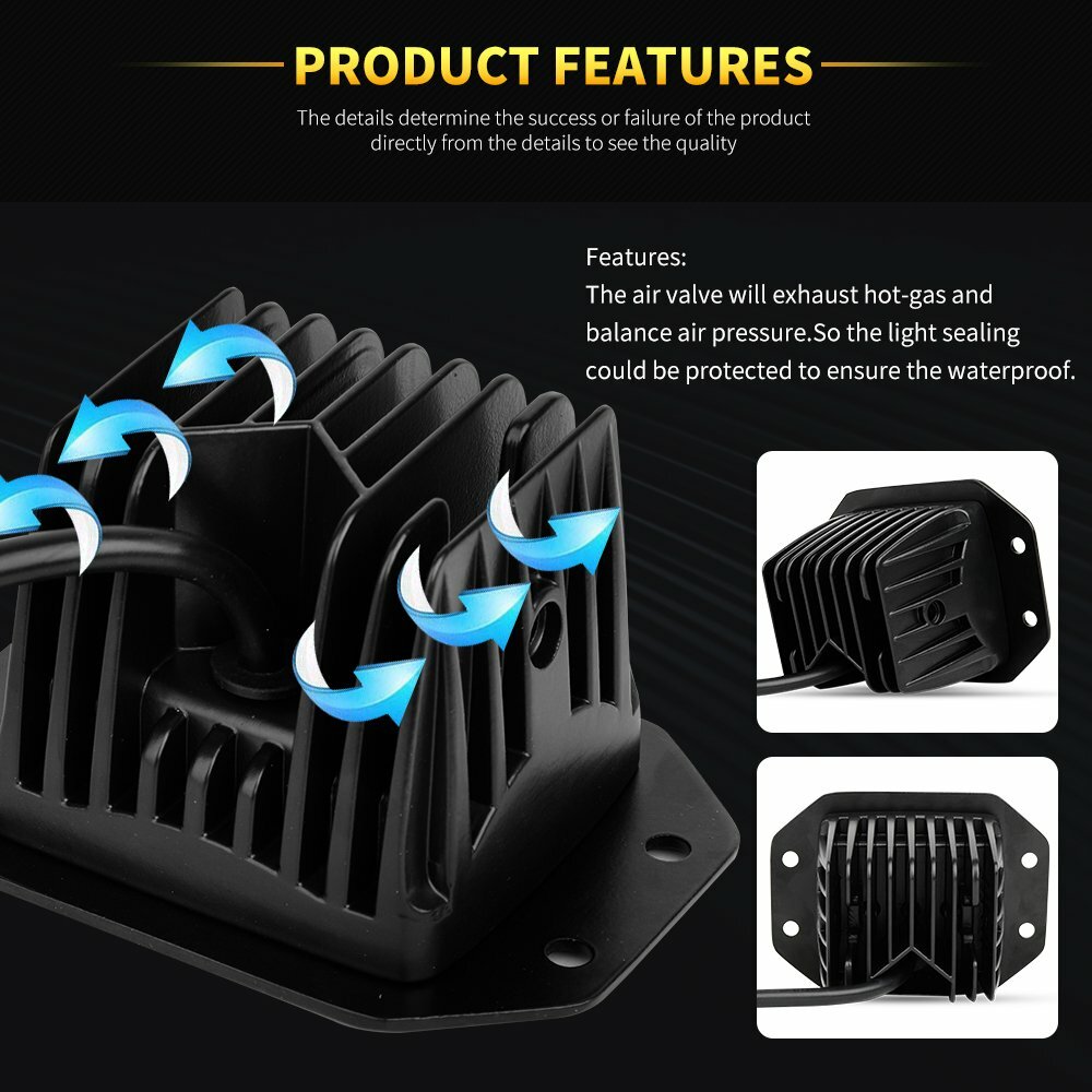 2x 5″ Flush Mount LED Work Light Bar Spot Pods Backup Reverse Fog Offroad & Wire