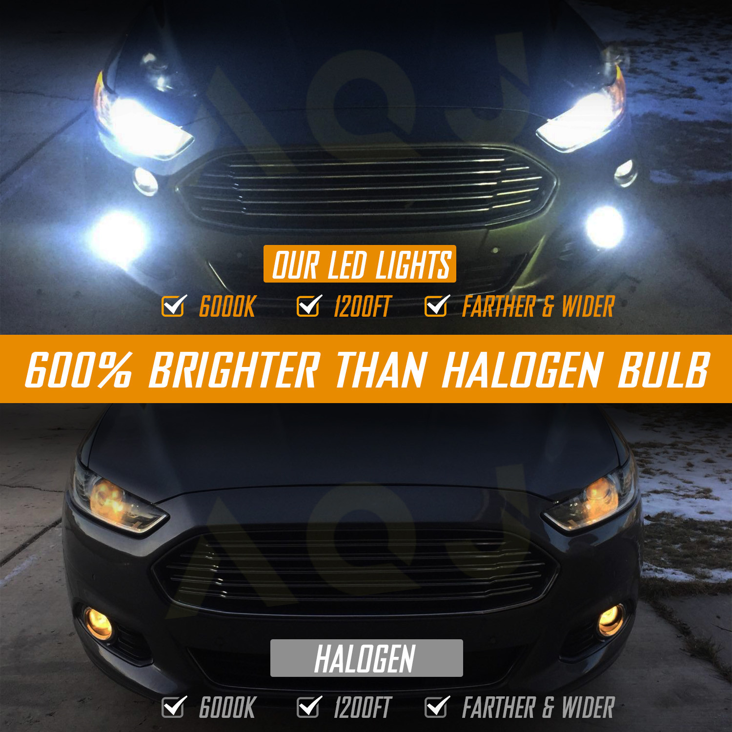 US 9012 LED Headlight High Low Beam H16/5202/2504 Fog Light Bulbs Kit 6000K 4pcs