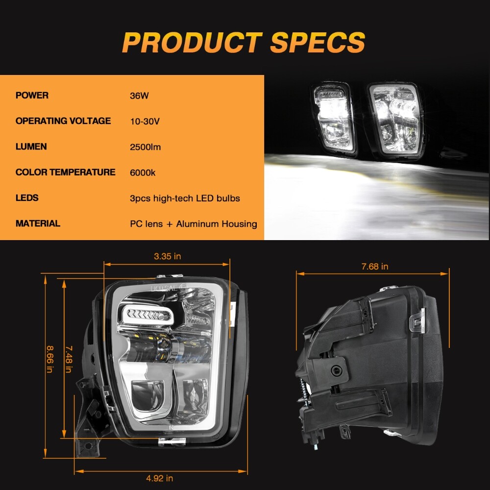 AUXBEAM LED Fog Lights Assembly For Dodge Ram 1500 2013 2014 2015 2016 2017 2018
