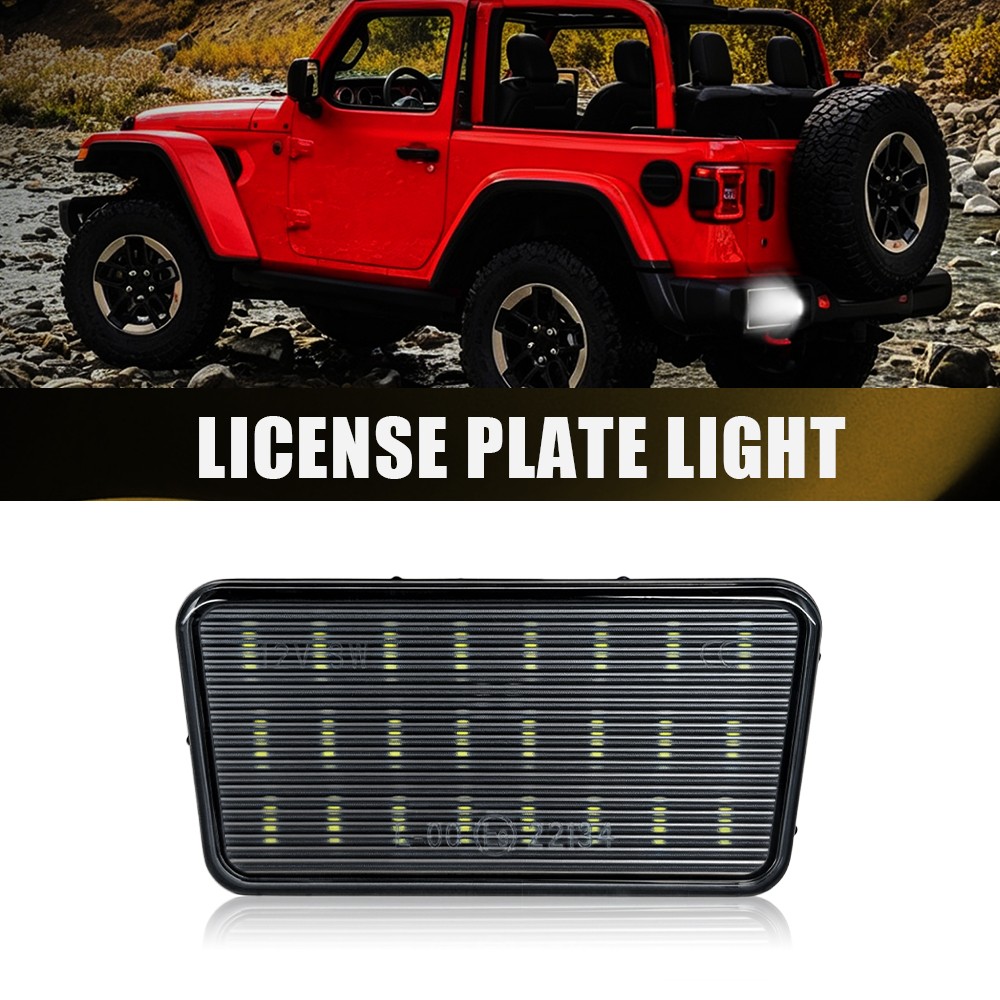 Rear Clear White LED License Plate Tag Light For Jeep 2018 19-up Wrangler JL EPU