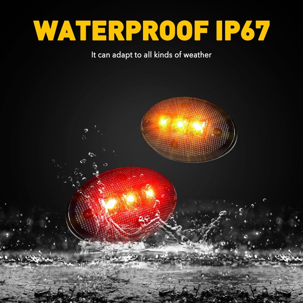 4Pc Smoked Dually Fender LED Side Marker Lights For Ford F350 F450 F50 Red Amber