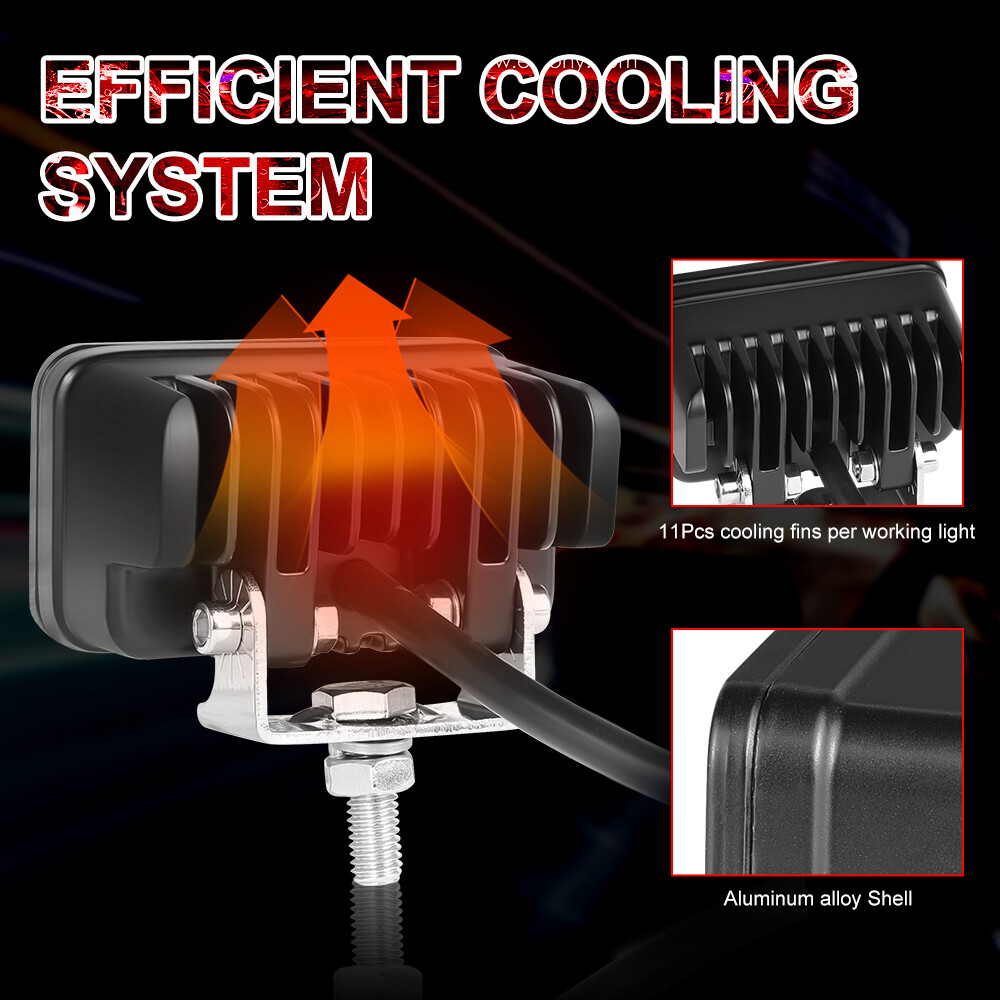 2x 3″Inch Driving Lights Amber Spot Off Road LED Cube Pods Bumper Work Light Bar