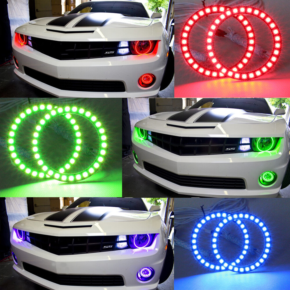 For Car Headlight & Fog Lights LED RGB Rings Halo Rings Angel eyes 40mm to 140mm