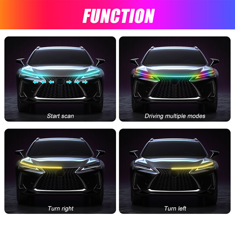 1.2M Car Ambient Light RGB LED Strip Waterproof Daytime Running Lamp APP Control
