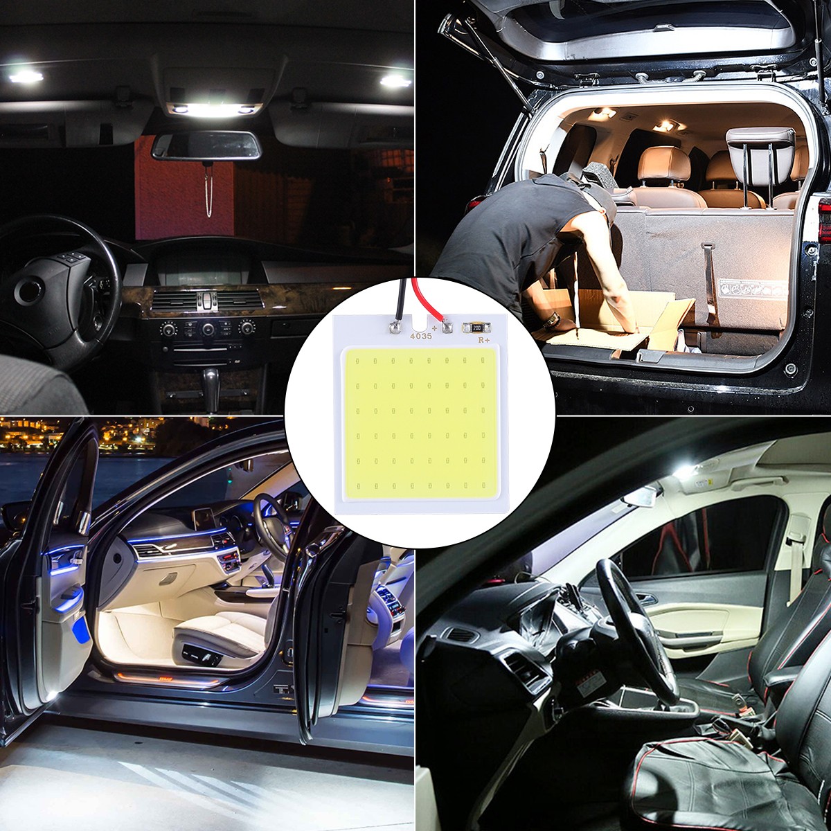 48SMD COB White Panel LED T10 Car Interior Panel Light 12V Dome Lamp Bulbs LOT