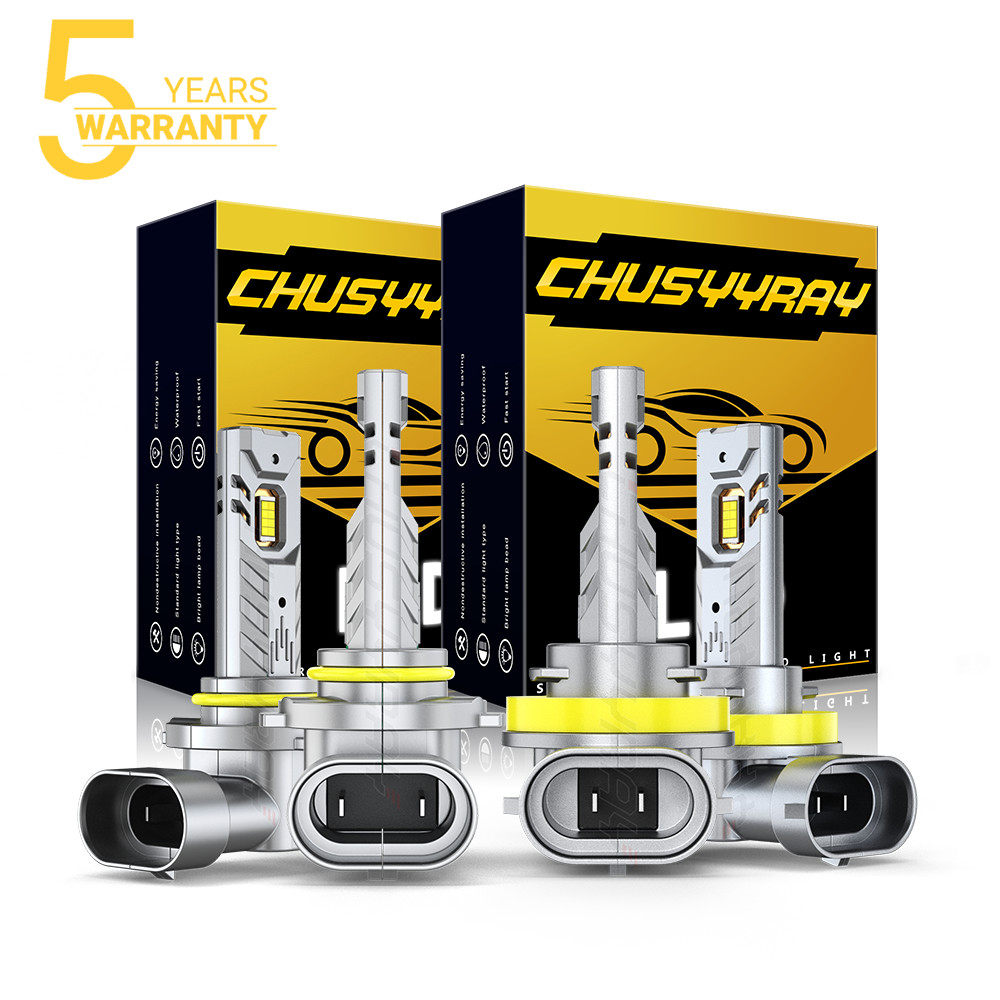 4PCS Mini Combo 9005+H11 LED Headlight Kit High Low Beam Bulbs 6000K
