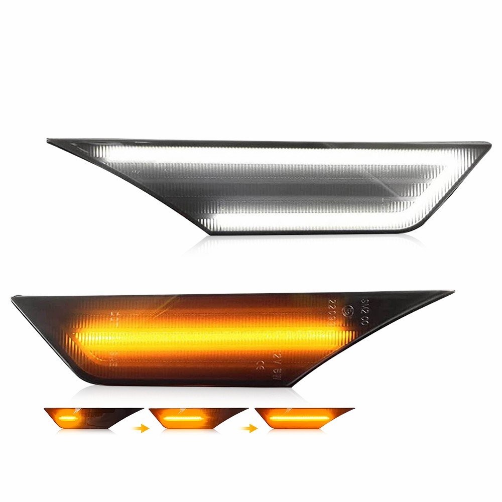 Smoke/Clear Full LED Strip Front Bumper Side Markers For 2016-2021 Honda Civic