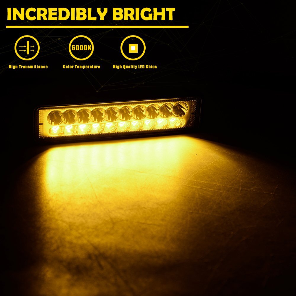 6inch 60W LED Work Light Bar Flood Lamp Offroad Driving Fog 4WD SUV Truck ATV