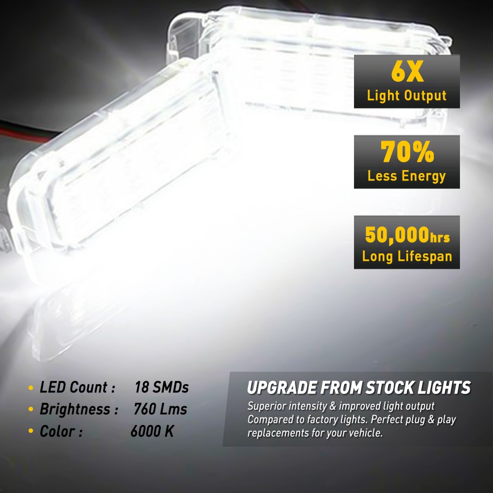 2x LED License Plate Light 6000K White For 2013-19 Ford Escape Explorer Fiesta V
