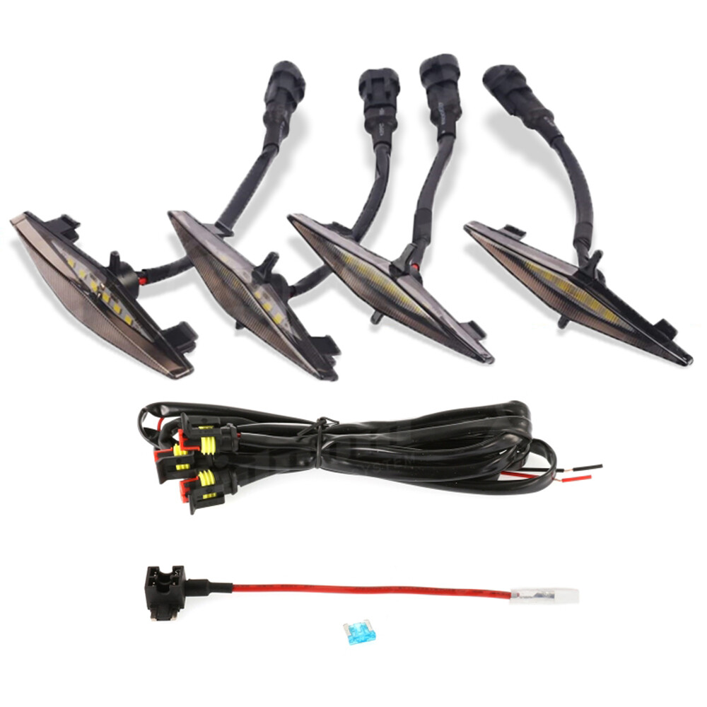 Set 4PCS Smoked Front Grille Led Amber Lights Light For Toyota 4Runner 2014-2019