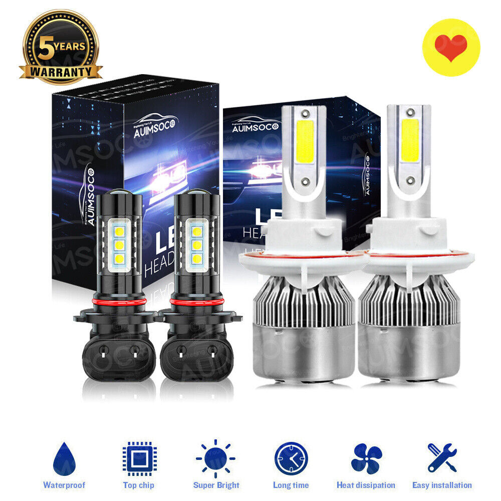 For Ford F150 2004—2014 8000K LED Headlights Hi/Lo + Fog Light 4 Bulbs Combo Kit
