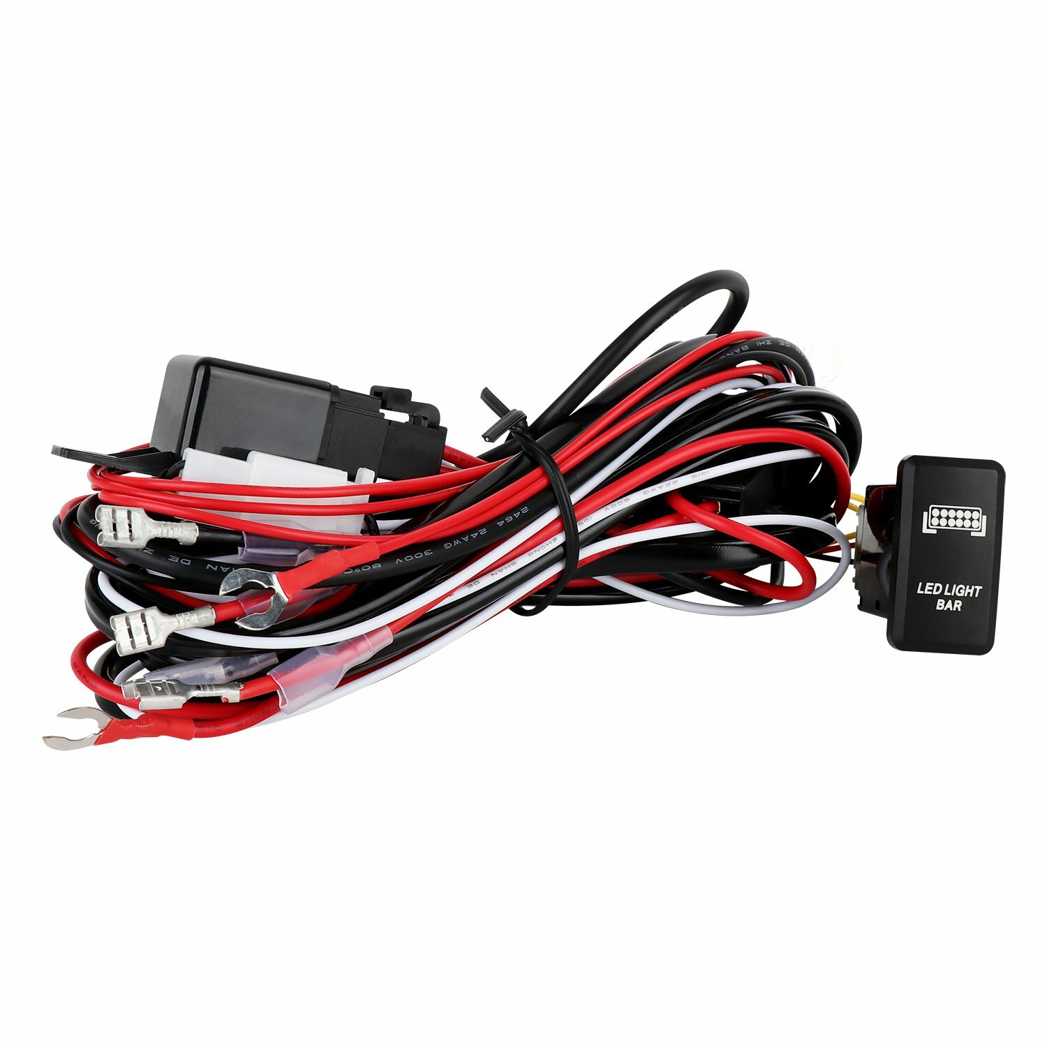 2 Leads Wiring Harness ON-OFF Rocker Switch Relay LED Work Light Pods Bar 12V