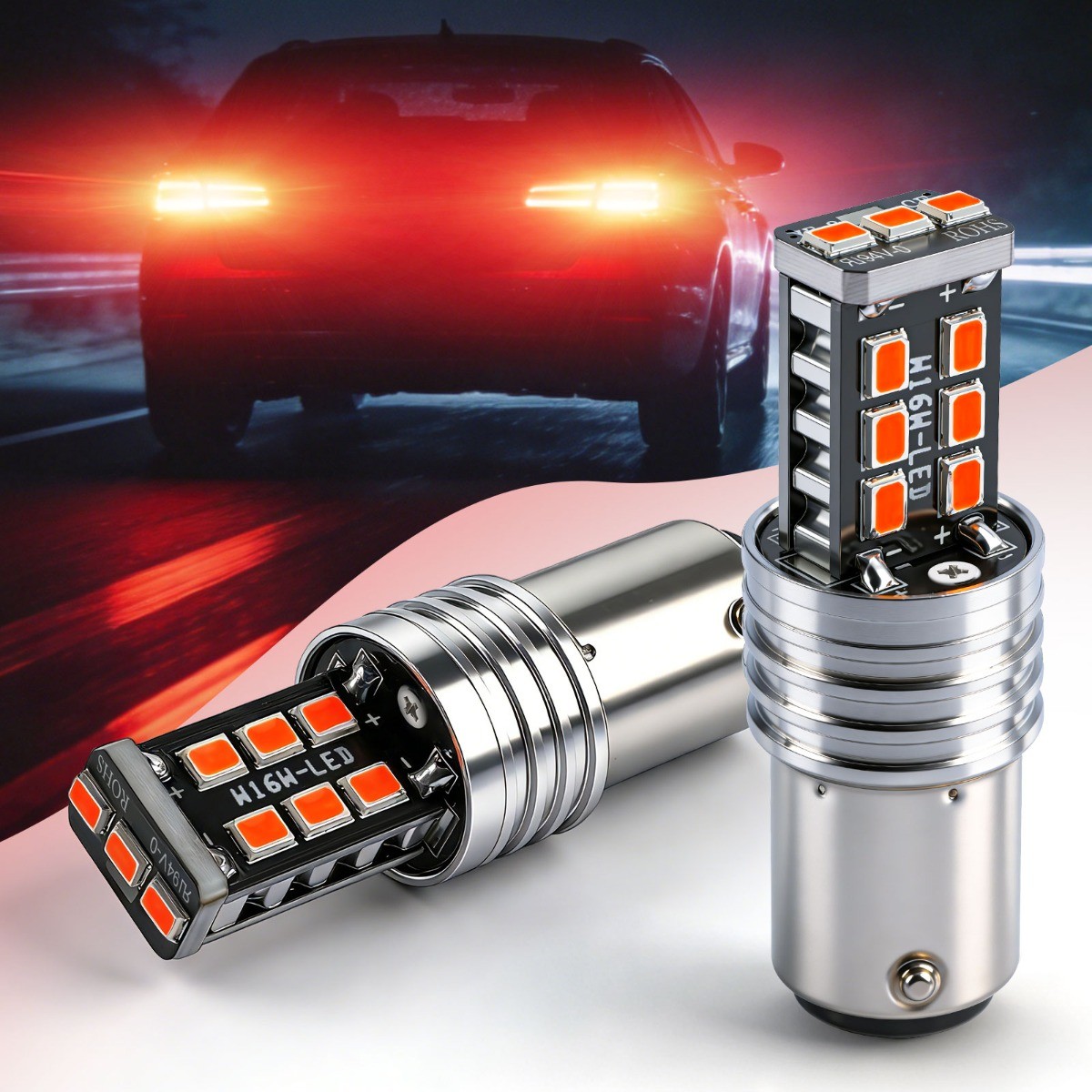 2PCS 1157LED Brake Stop Tail Parking Light Safety Warning Light 6000K Bright Red