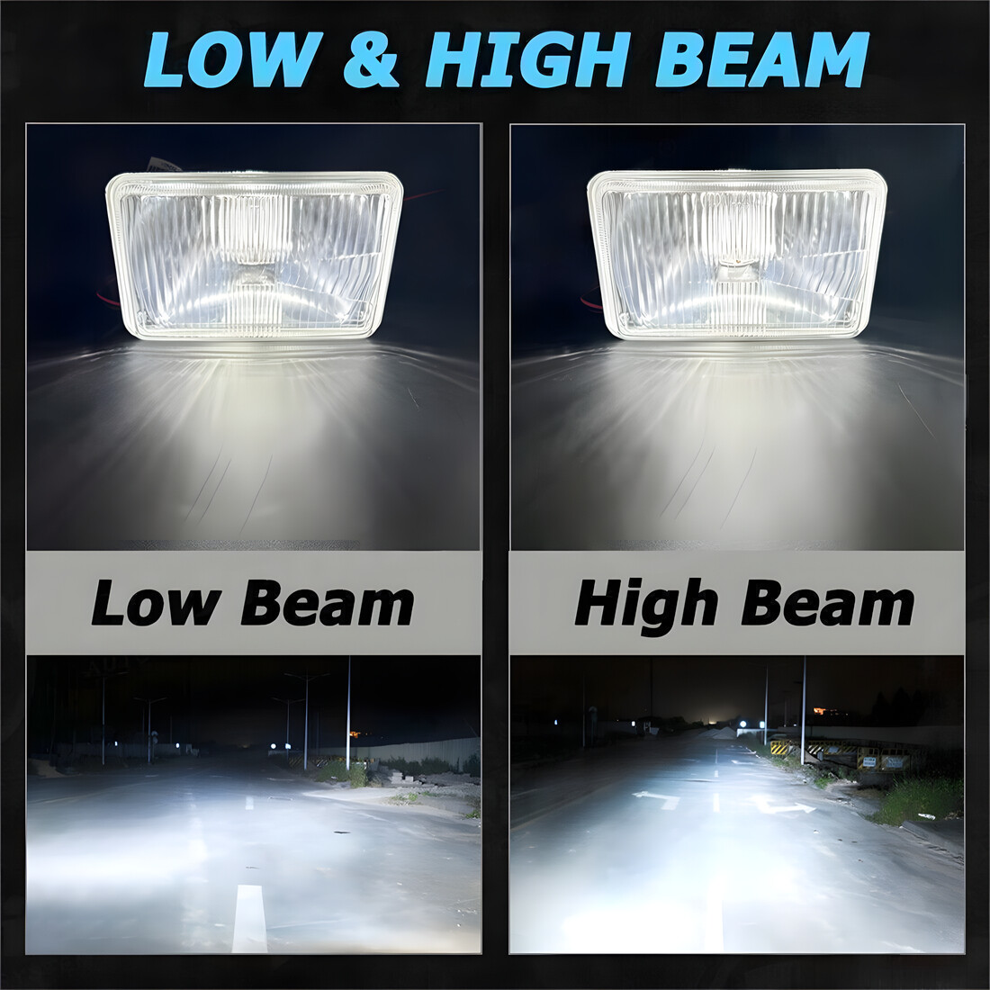 For Chevy K5 K10 K20 Blazer 4pcs 4×6″ LED Headlights Hi/Lo DRL Amber Turn Signal