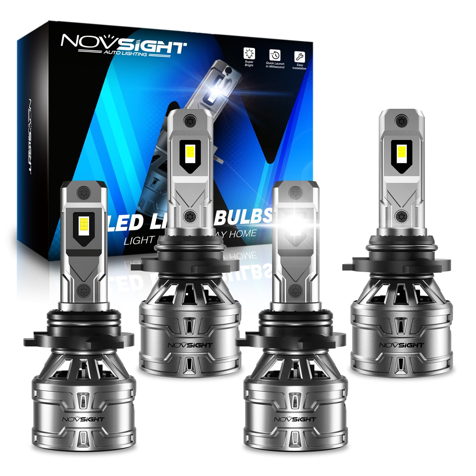 NOVSIGHT 9005 9006 LED Headlight Bulbs HB3 HB4 Fog Light 26000LM 6500K White Kit