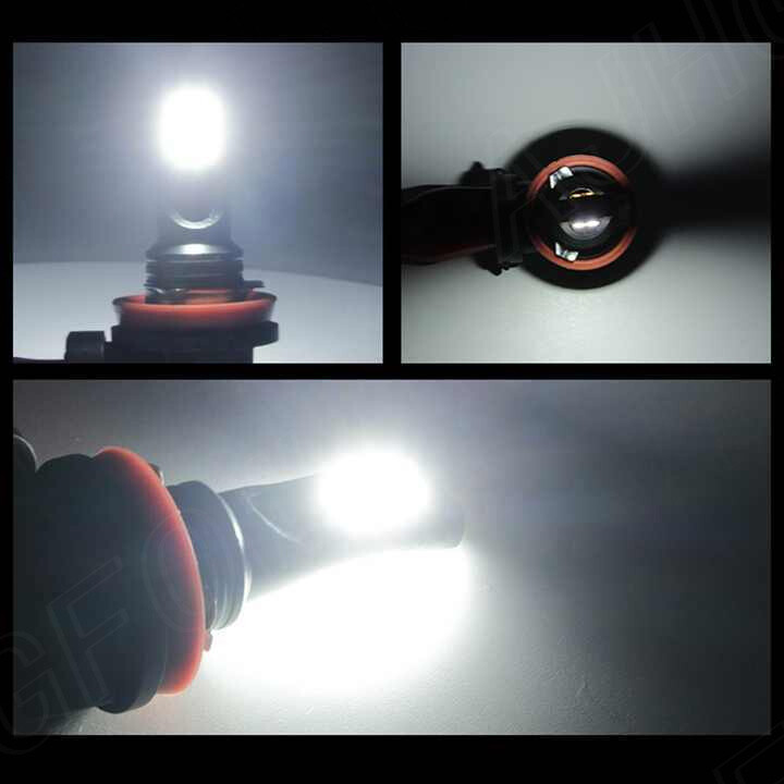 AJHGFOW H11 H8 H9 Fog Light Super Bright 1:1 Size 6500K White Fanless 60W