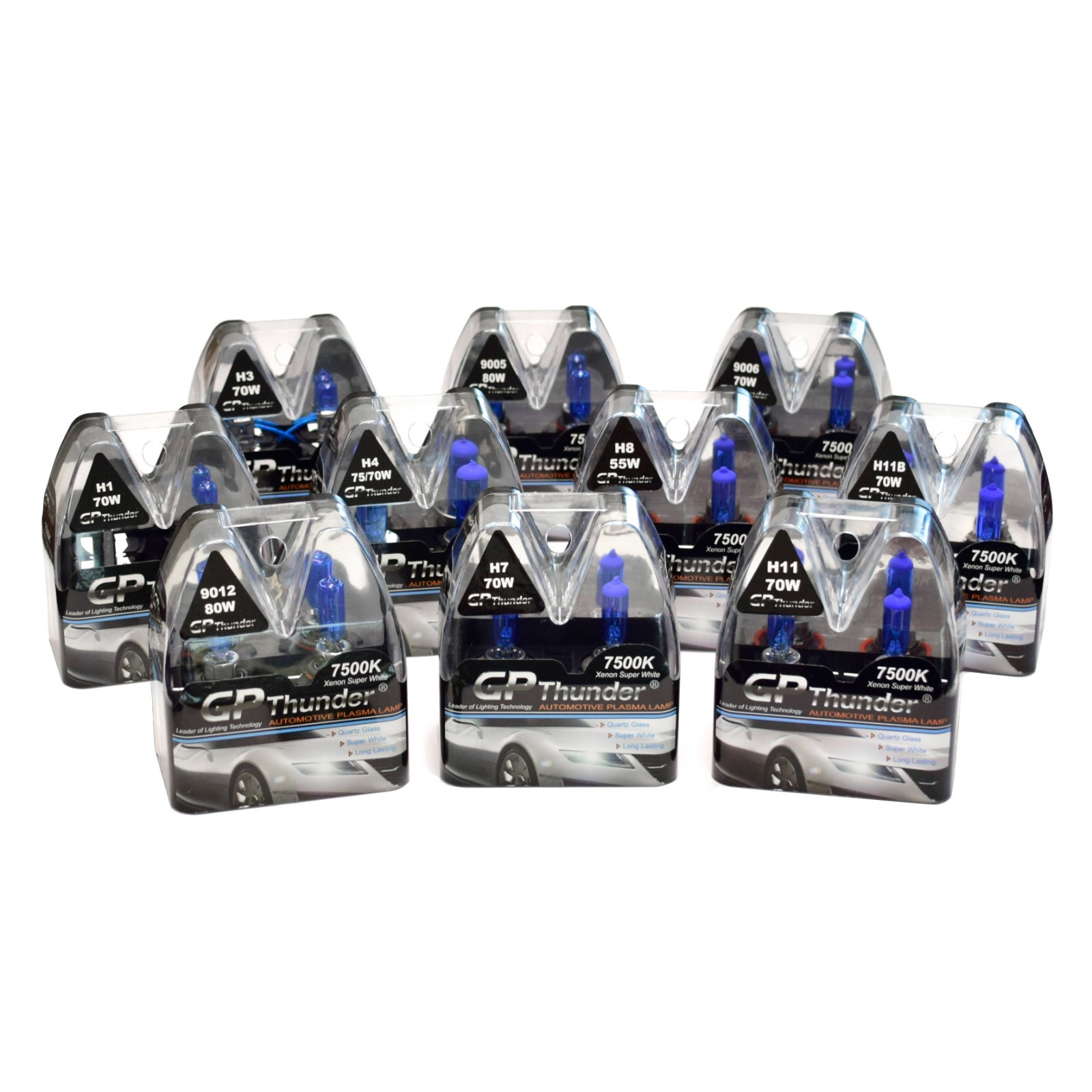 GP THUNDER 7500K STANDARD WATTAGE SUPER WHITE HALOGEN BULBS