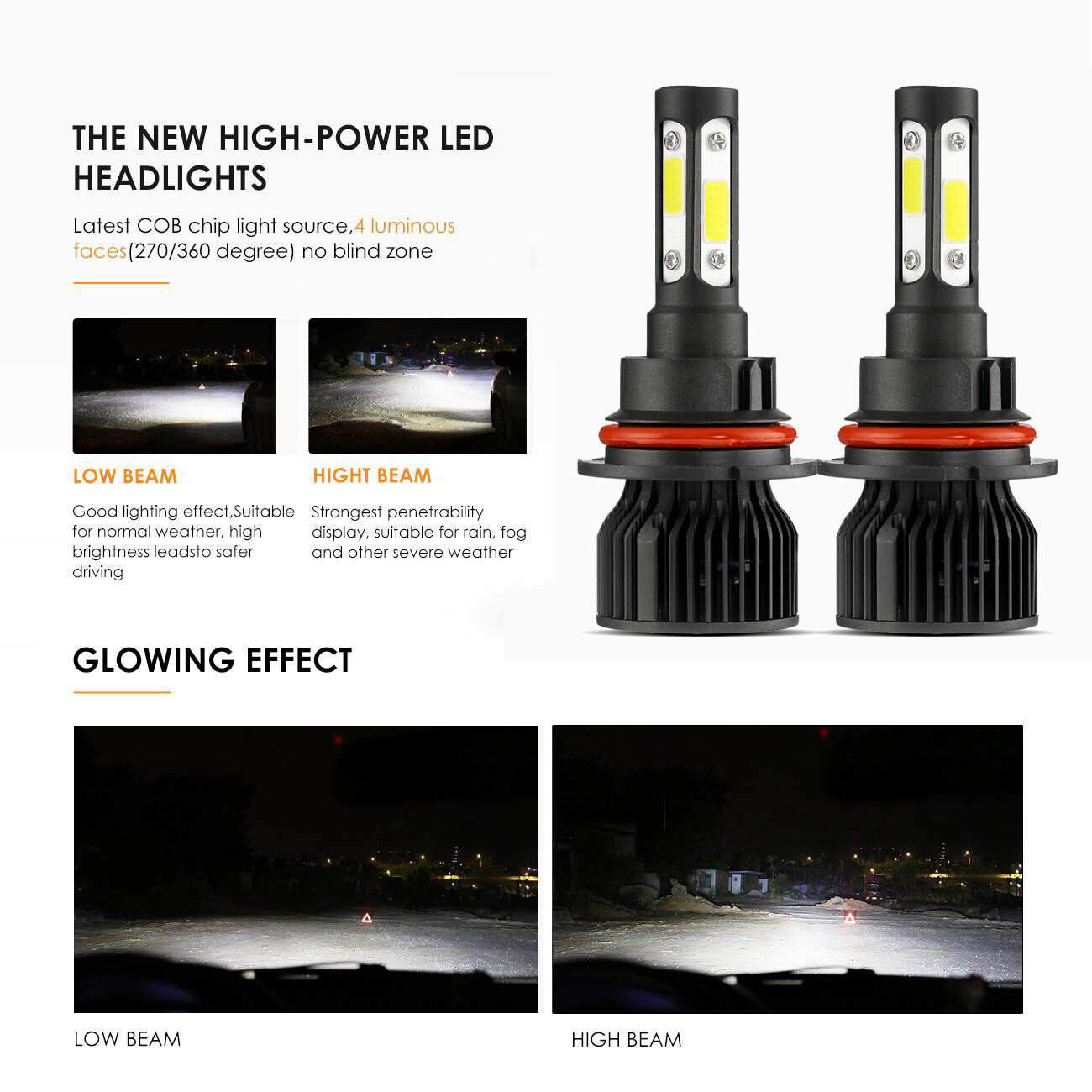 For Nissan Juke 2011-2014 – 4-sides 6000K LED Headlight Hi/Lo Beam + Fog Bulb 4x