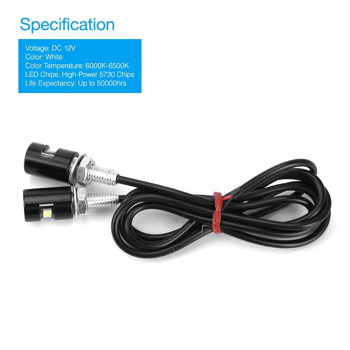 2× Motorcycle Car LED License Plate Light 5630/5730 SMD Screw Bolt Lamp Bulbs