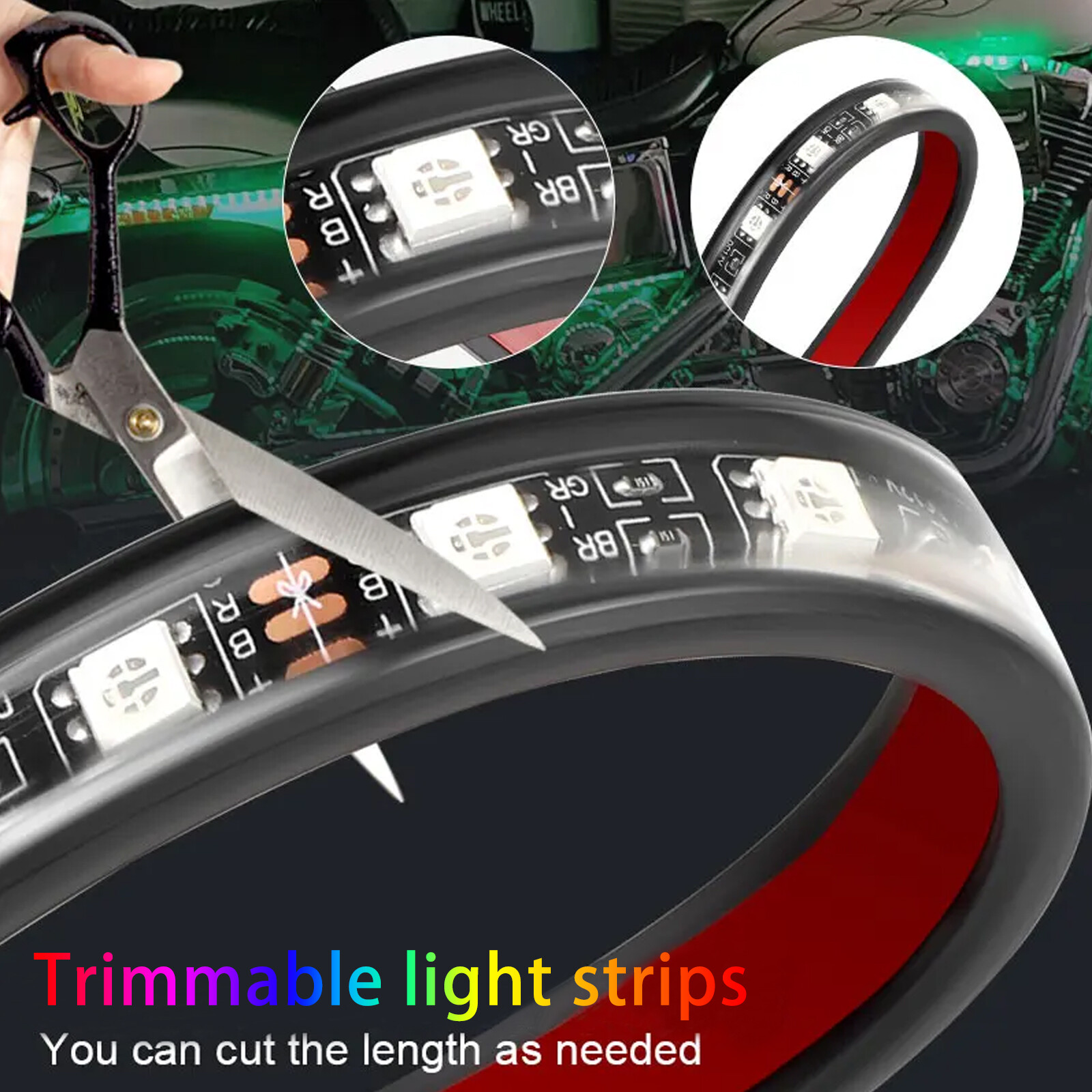 12V Motorcycle Car RGB APP Atmosphere Light Flexible Waterproof Sound Control