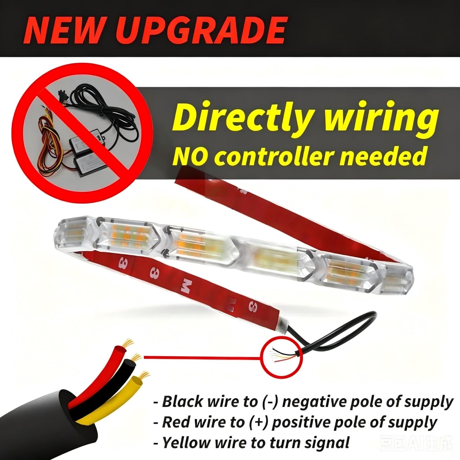 Crystal DRL LED Strip Lights Daytime Flowing Turn Signal Flexible Daul Color