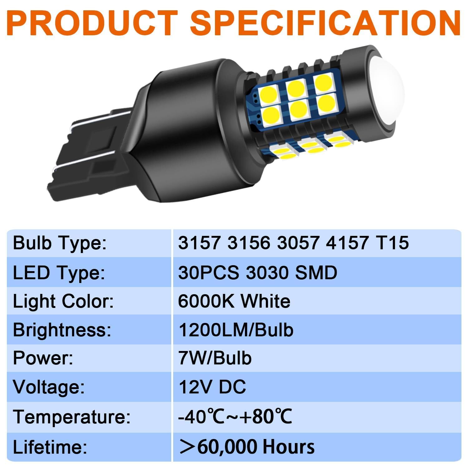Newest 9-30V Super Bright Low Power 7440 7443 7441 7444 T20 W21W 7444NA 3030SMD