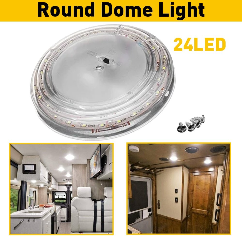1/2Set Round Ceiling Interior RV Light LED Lights Switched 12V Fixture Camper Tr