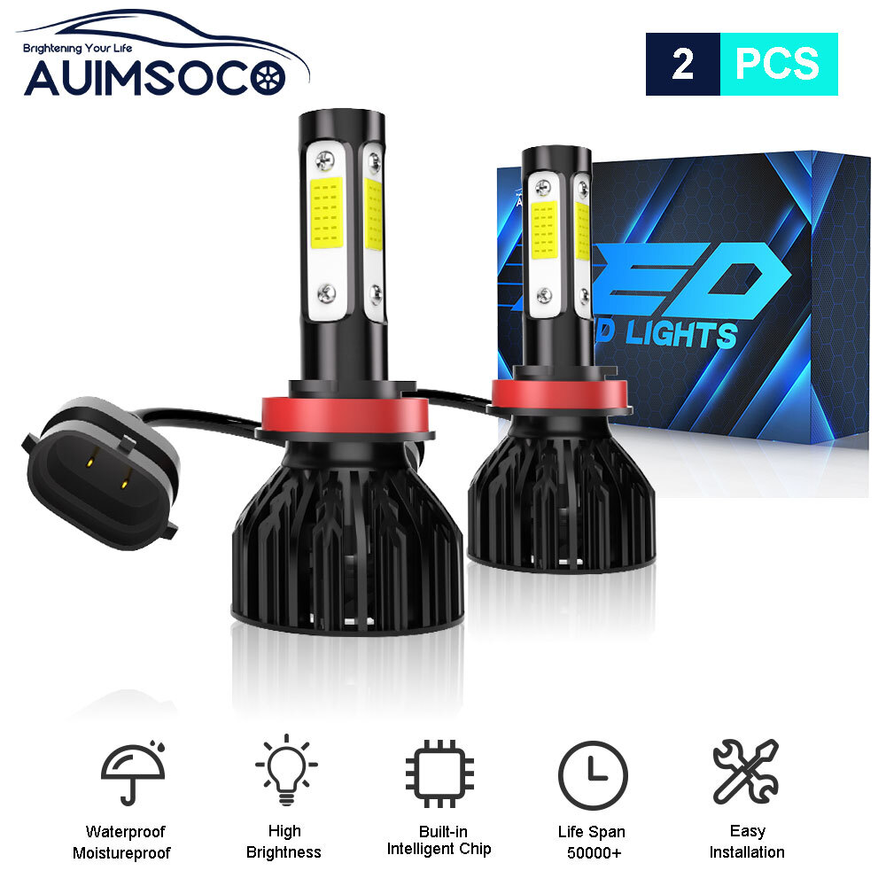 2x H11 LED Headlight Bulbs Kit Bright White 6500K High Low Beam With Fan