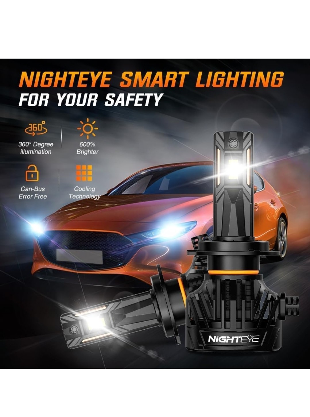 H7 Bulbs, 30,000 LM LED Headlight Bulbs, with 360° Adjustable Lock Ring
