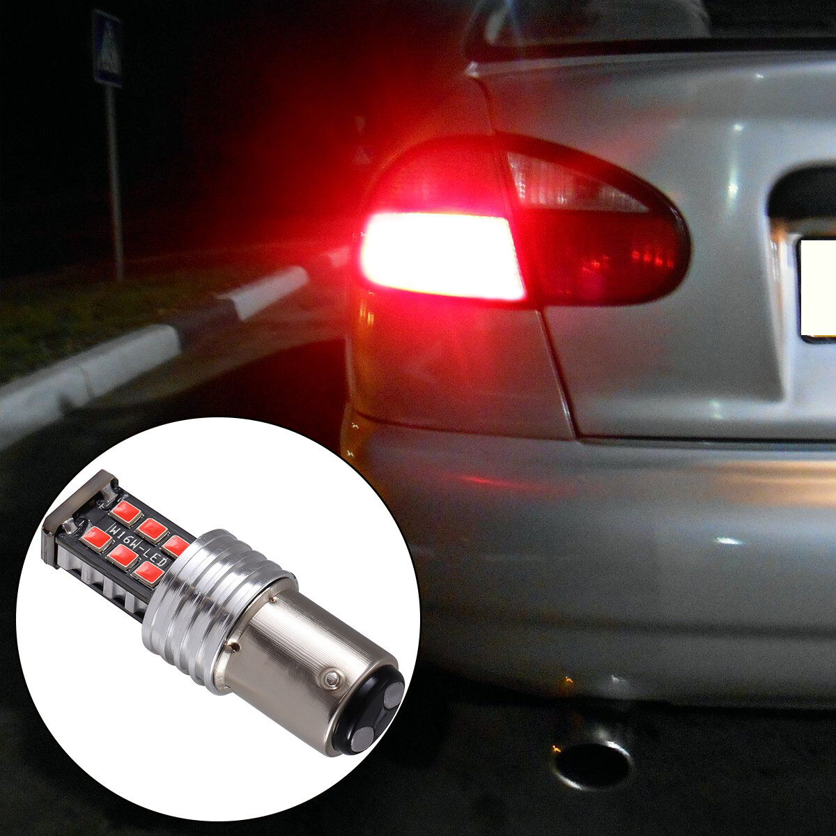 2X 1157 LED Strobe Flashing Safety Brake Stop Tail Parking Light Bulb Bright Red