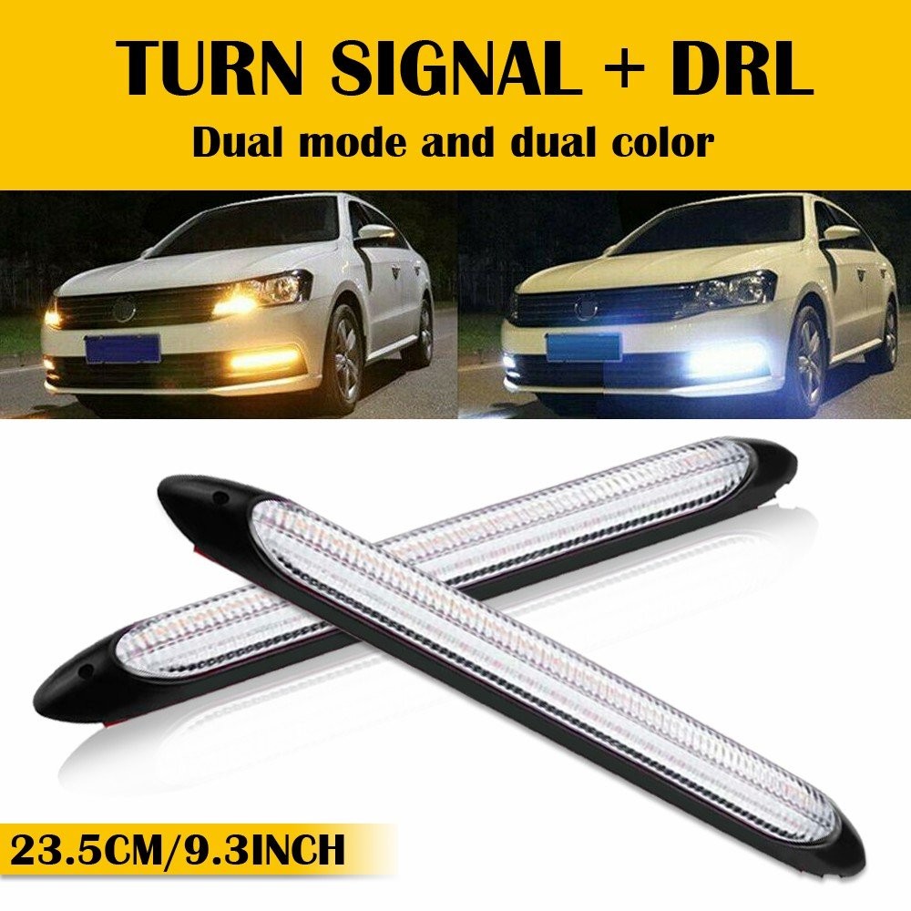 2pcs 9″ DRL Dynamic LED Headlight Daytime Running Signal Turn Light 6000K/3000K