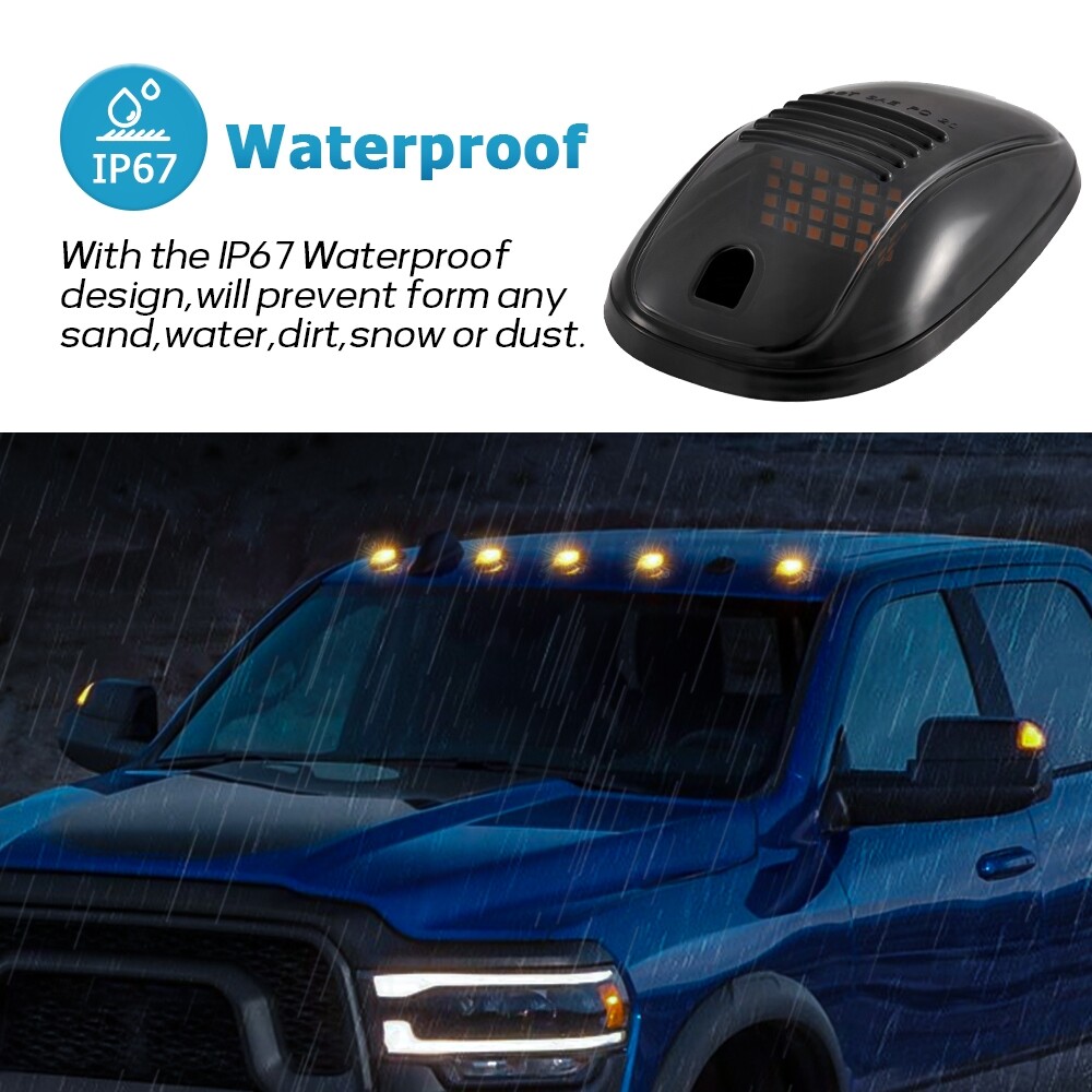 5x Roof Smoke Lens Cab Top Marker Running Amber Lights LED for Dodge Ram 03-18