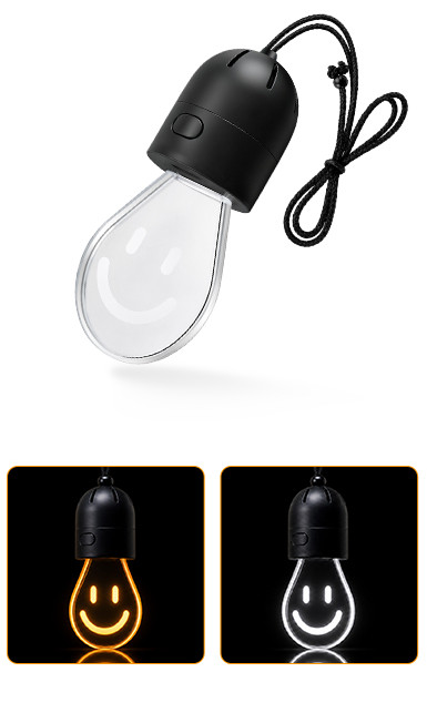 Car Hanging Bulb Light Smile LED Rearview Mirror Pendant Ambient Lamp AmberWhite