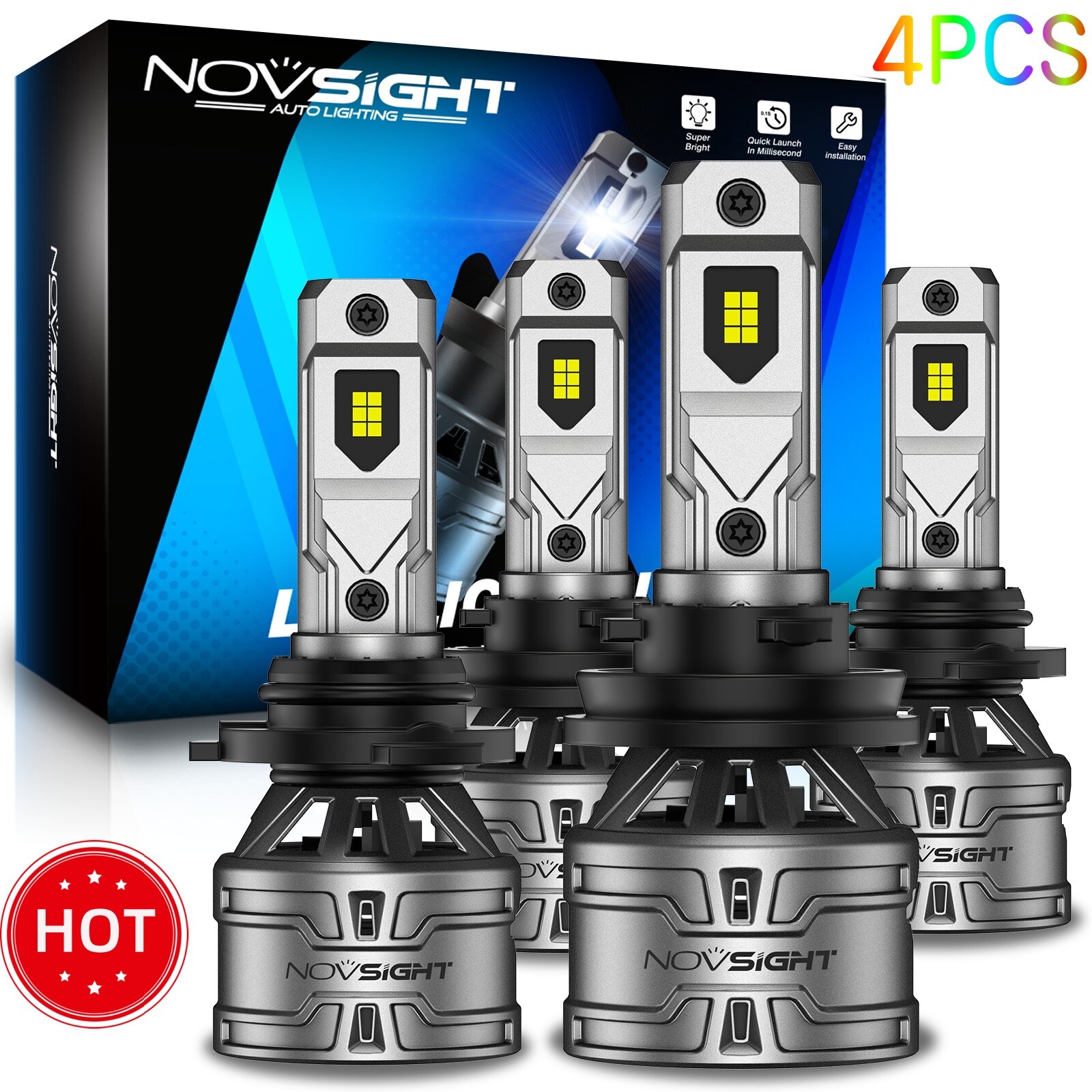 NOVSIGHT 9005 H11 LED Headlight Bulbs High/Low Beam Lamp Conversion 6500K 4pcs