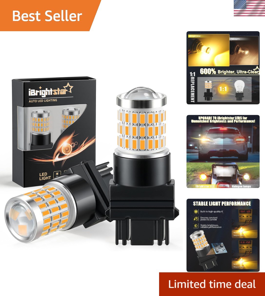 Ultra Bright 3157 LED Blinker Lights – 600 Lumens, Lifetime 30,000 Hours, 2 Pack