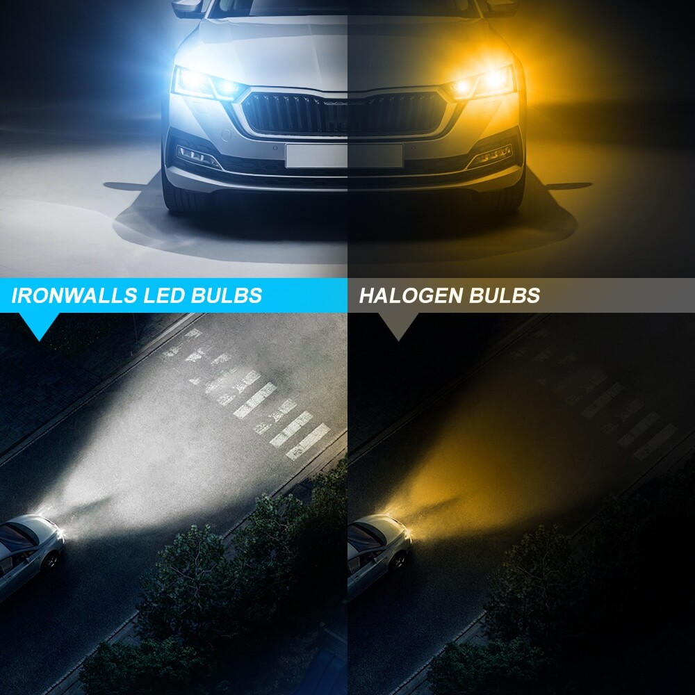 8 Sides H11 H8 H9 LED Headlight High or Low Beam Bulbs Super Bright 6500K White