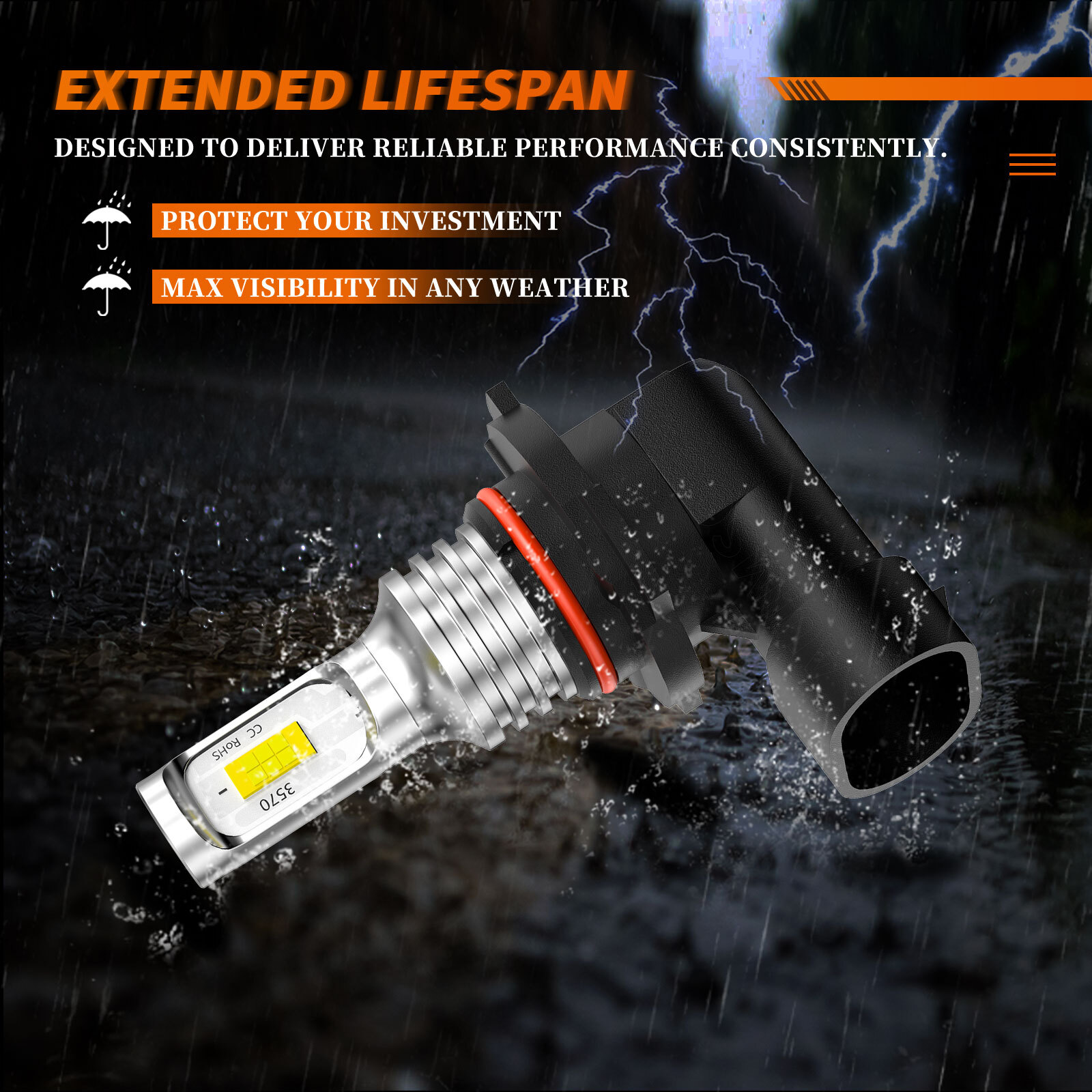 9006 HB4 LED Headlight Bulb Kit Low Beam 60000LM Super Bright 6000K White 2Pcs