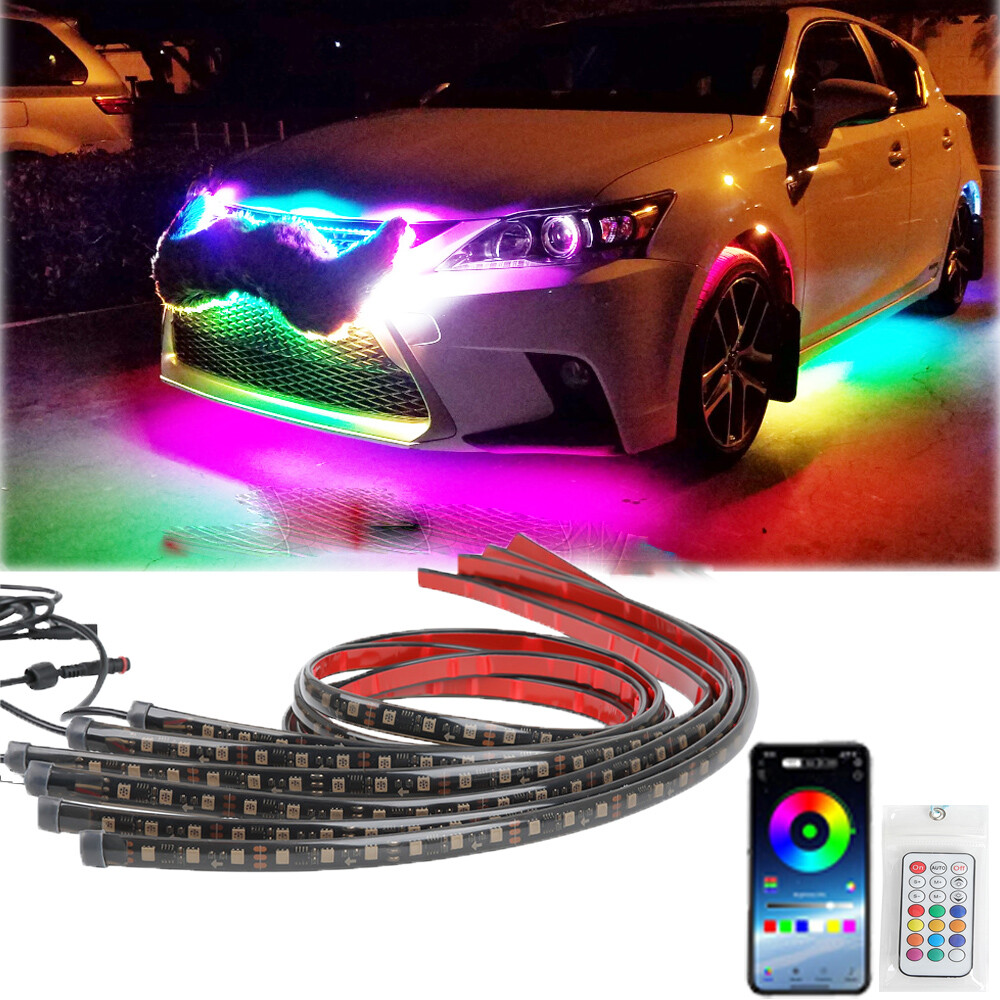Car Underglow Strip Flowing LED RGB Neon Colorful Light For LEXUS IS250 IS300