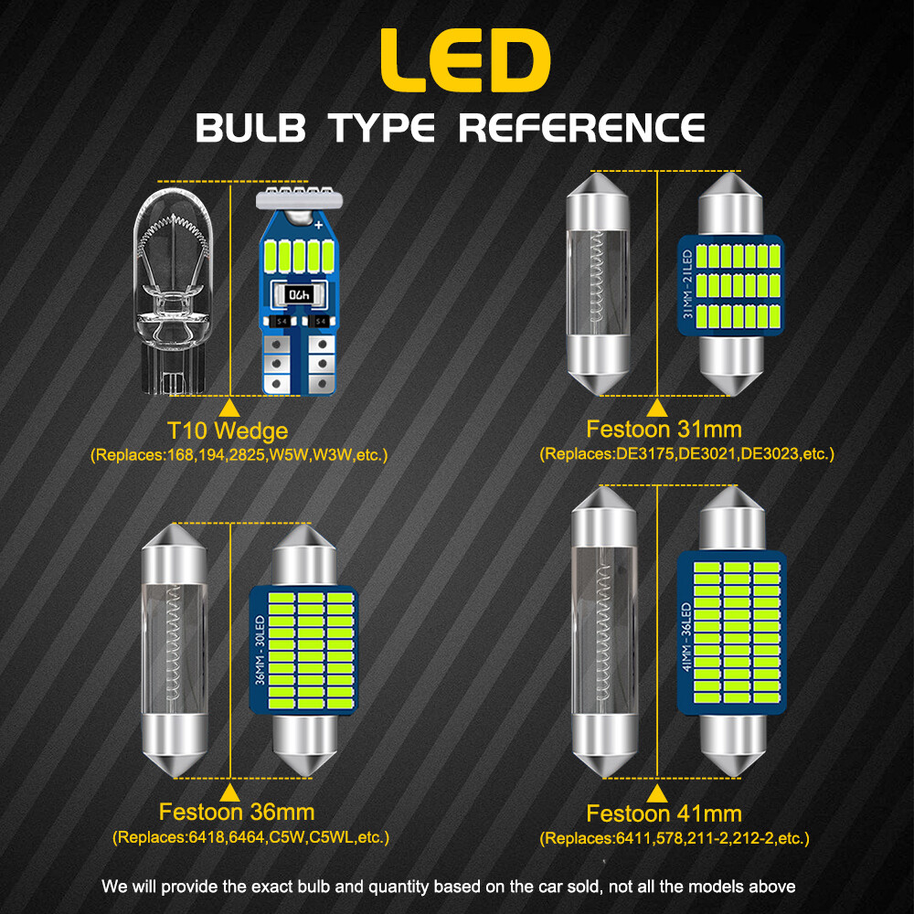 10x Blue Interior LED Lights Map Dome License Bulbs for Hyundai Venue 2020-2024