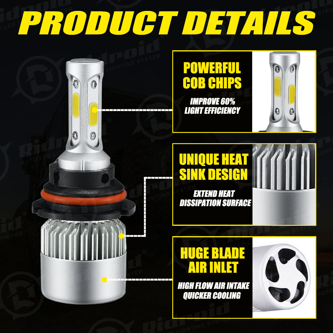 9007 HB5 LED Headlight Conversion Kit 1900W 285000LM HI-LOW Beam Bulbs 6000K