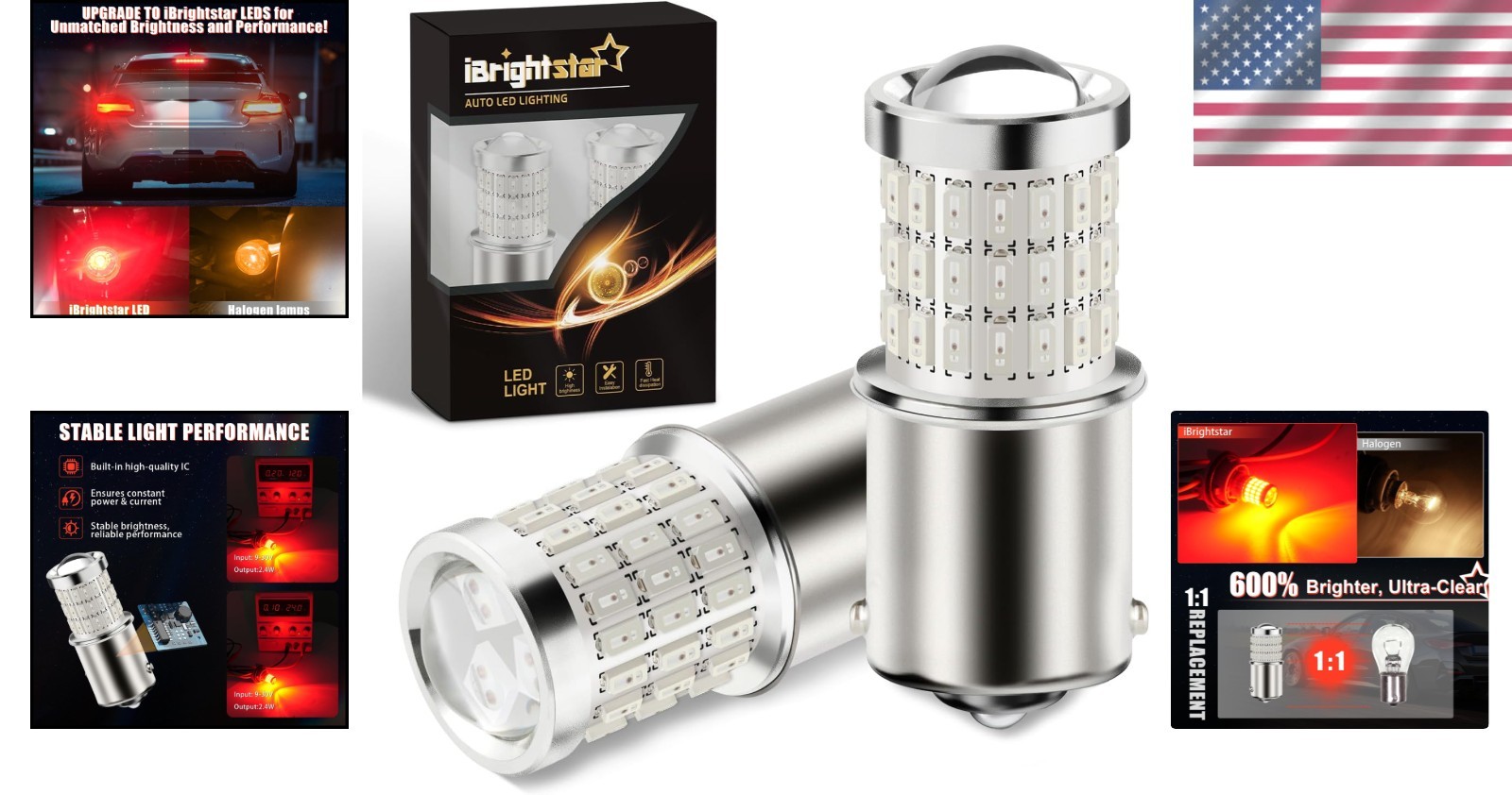 BA15S 1156 LED Red Bulbs – 300% Brighter for Safety – 2 Pack with Full Aluminum
